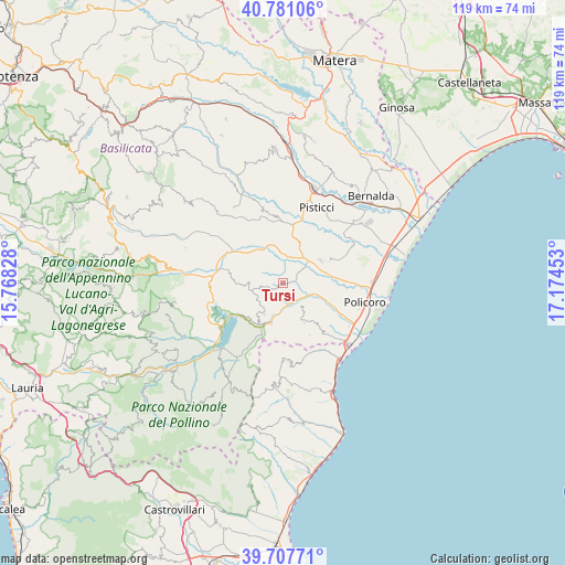 Tursi on map