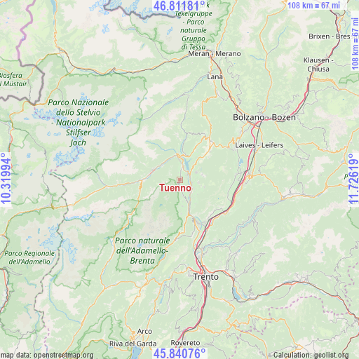 Tuenno on map