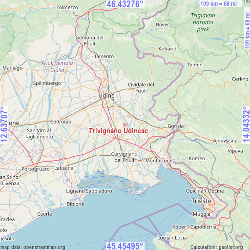 Trivignano Udinese on map