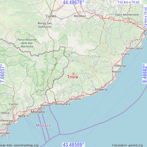 Triora on map