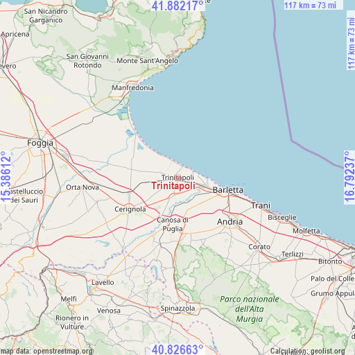 Trinitapoli on map