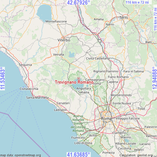Trevignano Romano on map