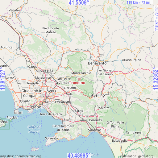 Trescine on map