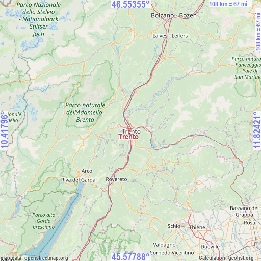 Trento on map