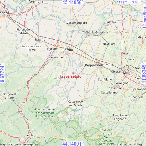 Traversetolo on map