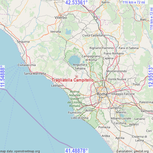 Tragliatella Campitello on map