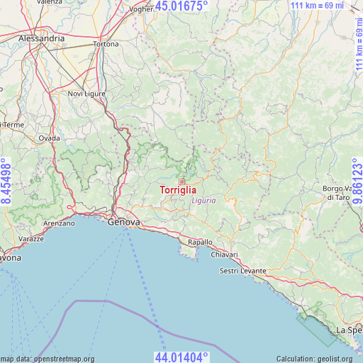 Torriglia on map