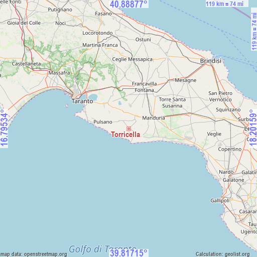 Torricella on map
