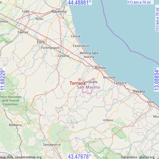 Torriana on map