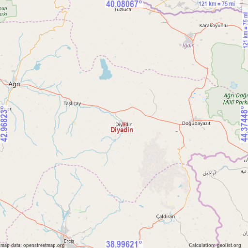 Diyadin on map