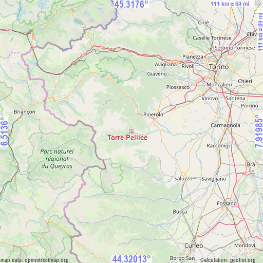 Torre Pellice on map