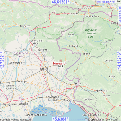 Torreano on map