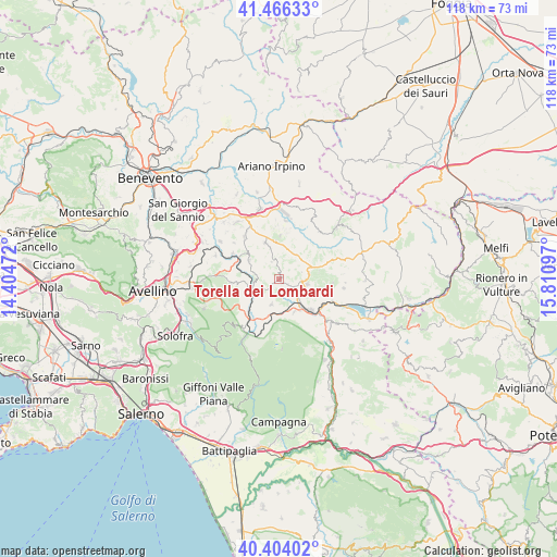 Torella dei Lombardi on map