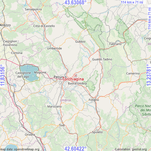 Torchiagina on map