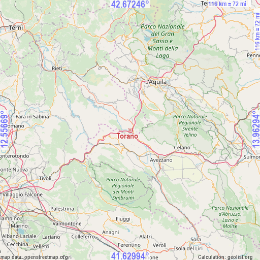 Torano on map