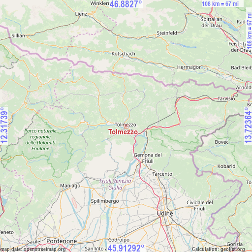 Tolmezzo on map