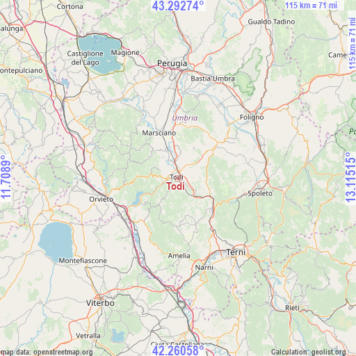 Todi on map