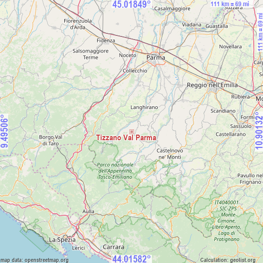 Tizzano Val Parma on map