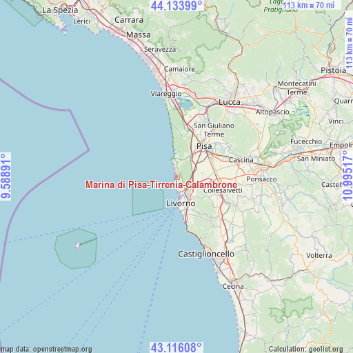 Marina di Pisa-Tirrenia-Calambrone on map