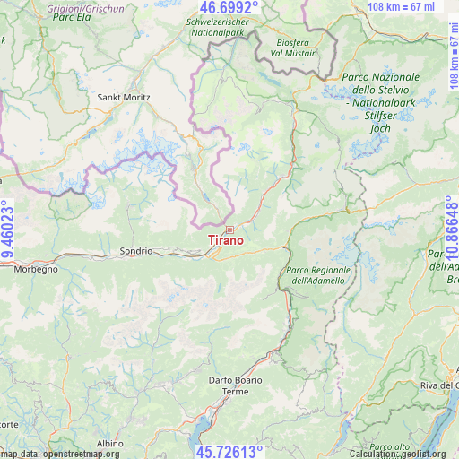 Tirano on map
