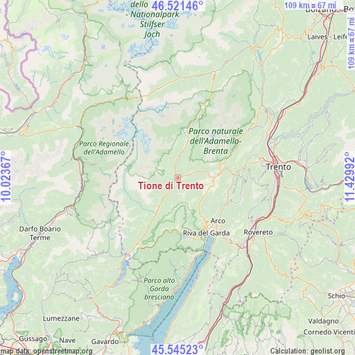 Tione di Trento on map