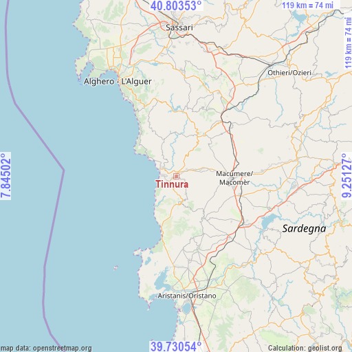 Tinnura on map