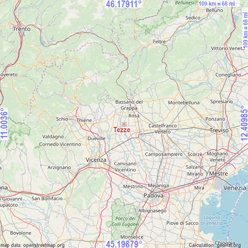 Tezze on map