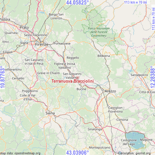 Terranuova Bracciolini on map