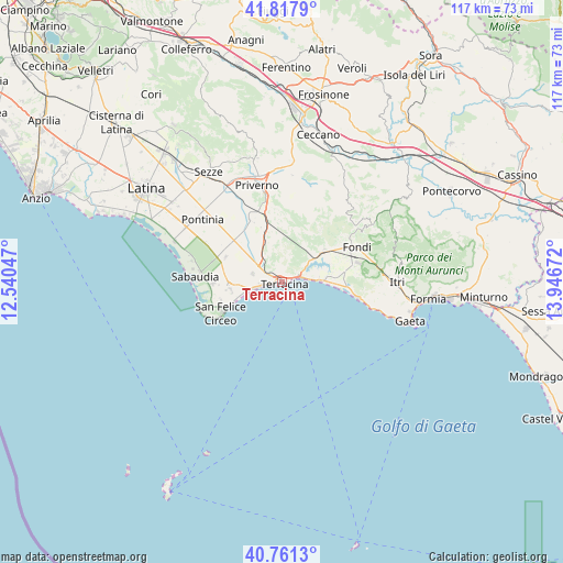 Terracina on map