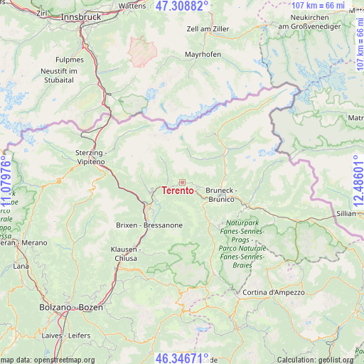 Terento on map