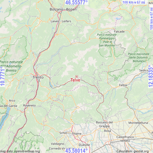 Telve on map