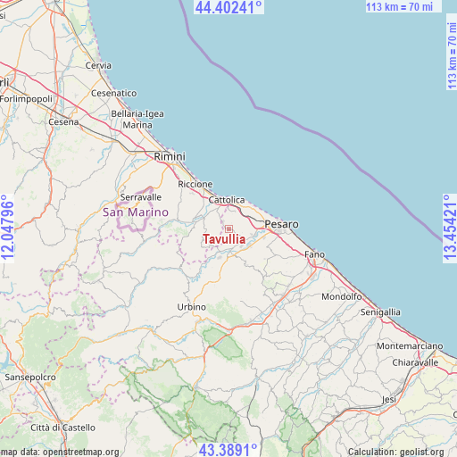 Tavullia on map