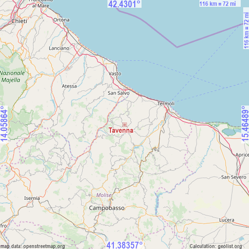 Tavenna on map