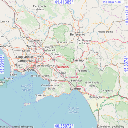 Taurano on map