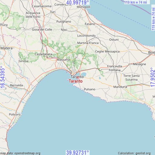 Taranto on map