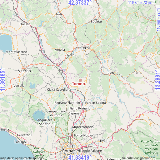 Tarano on map