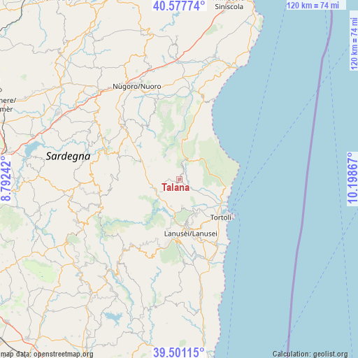 Talana on map