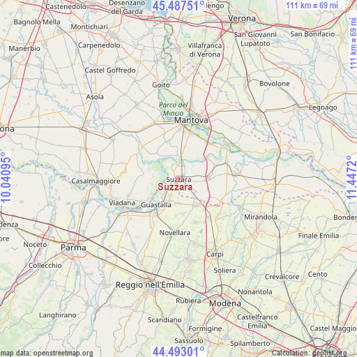 Suzzara on map