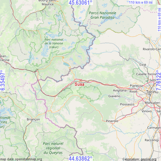 Susa on map