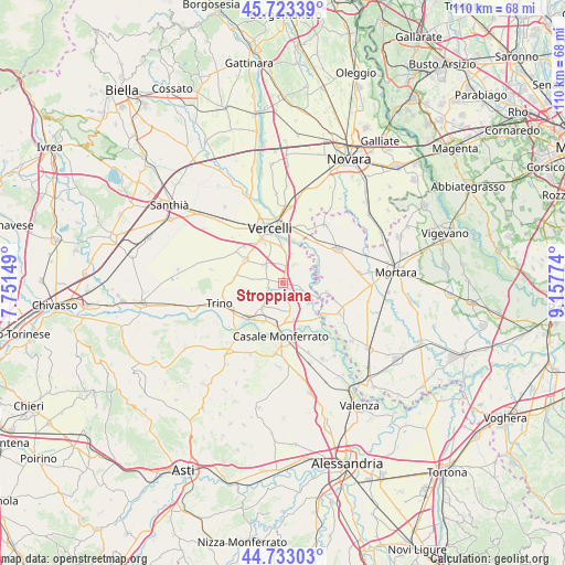 Stroppiana on map