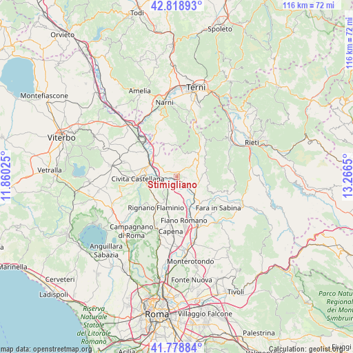 Stimigliano on map