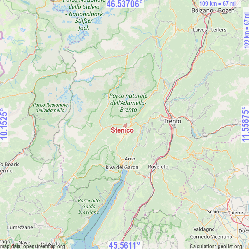 Stenico on map