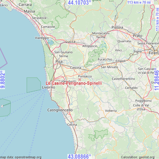 Le Casine-Perignano-Spinelli on map