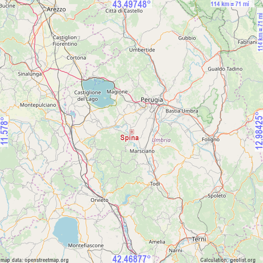 Spina on map