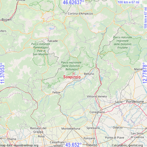 Sospirolo on map