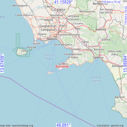 Sorrento on map