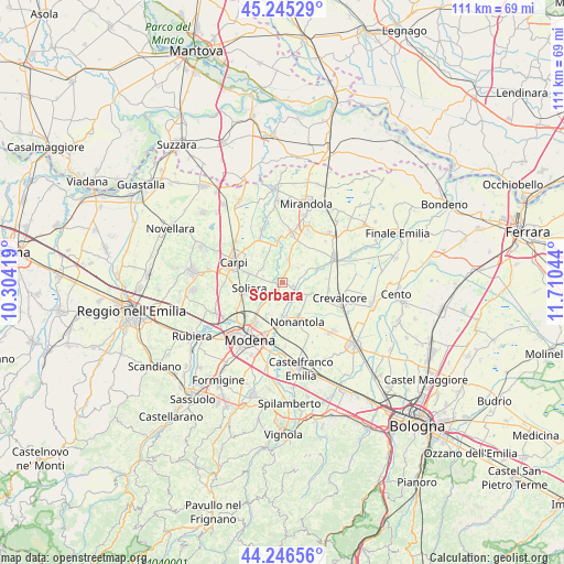 Sorbara on map