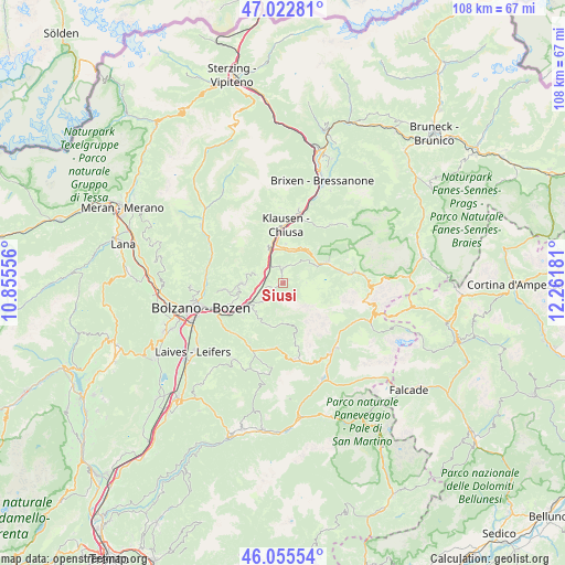 Siusi on map