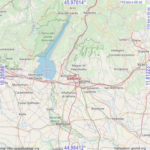 Settimo on map