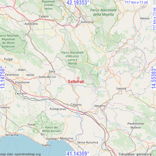 Settefrati on map